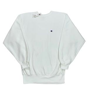 Vintage 90s Champion Reverse Weave White Long Sleeve Crewneck Sweatshirt
